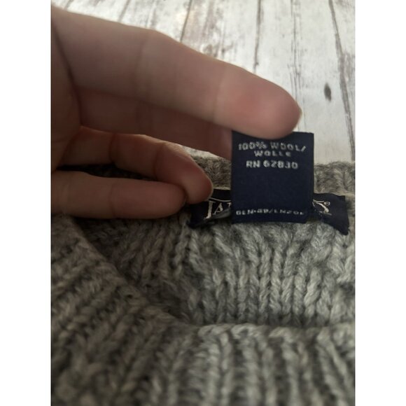 Lands End Cable Knit Wool Fisherman Sweater Grey Heavy Womens Medium - Picture 10 of 11